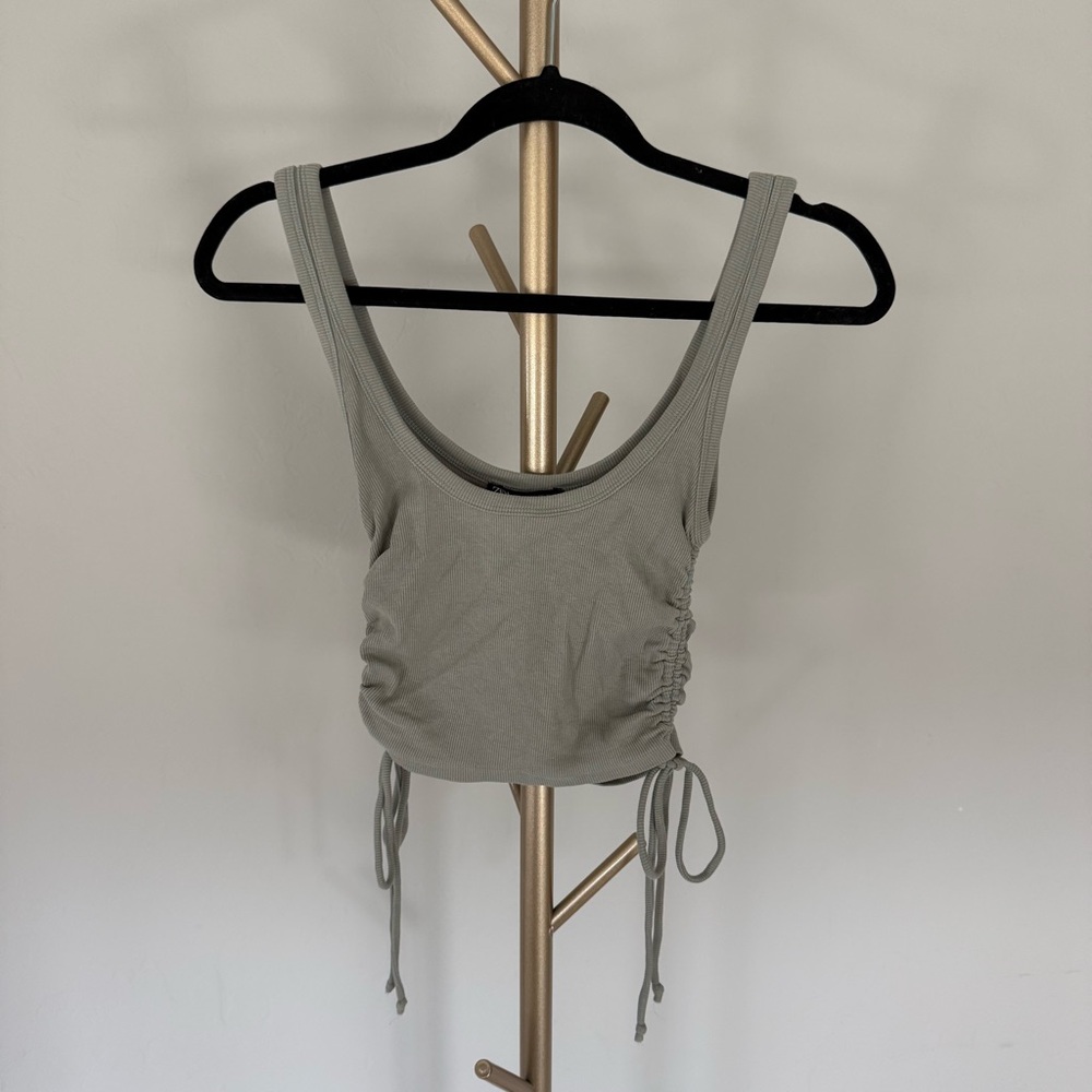 Zara Sage Green Ruched Crop Top